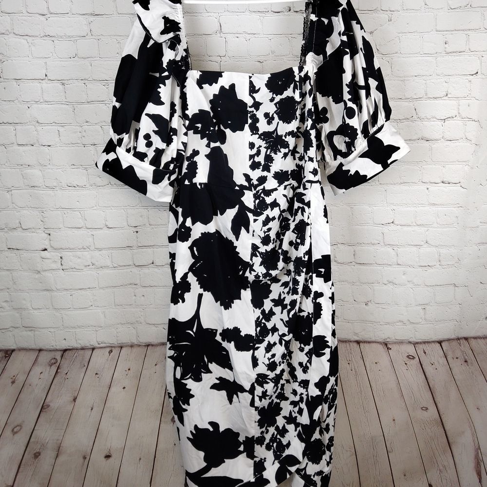 Christopher John Rogers Wrap Dress Black White NWT - Picture 2 of 13